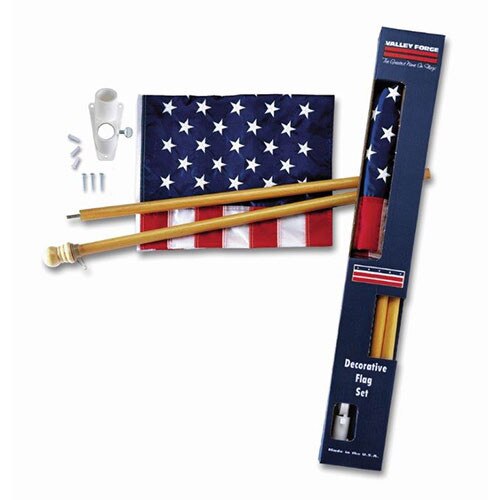 2.5' X 4' U.S. Flag Set With Wood Pole | Freedom and Glory